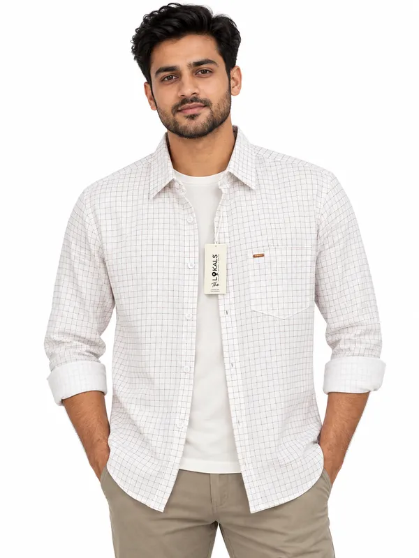 White_Checked_Casual_Shirt_For_Men