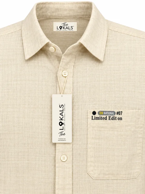Cream_Textured_Full_Sleeve_Casual_Shirt_For_Men