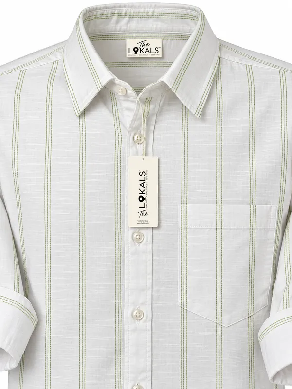 White_Striped_Full_Sleeve_Shirt_For_Men