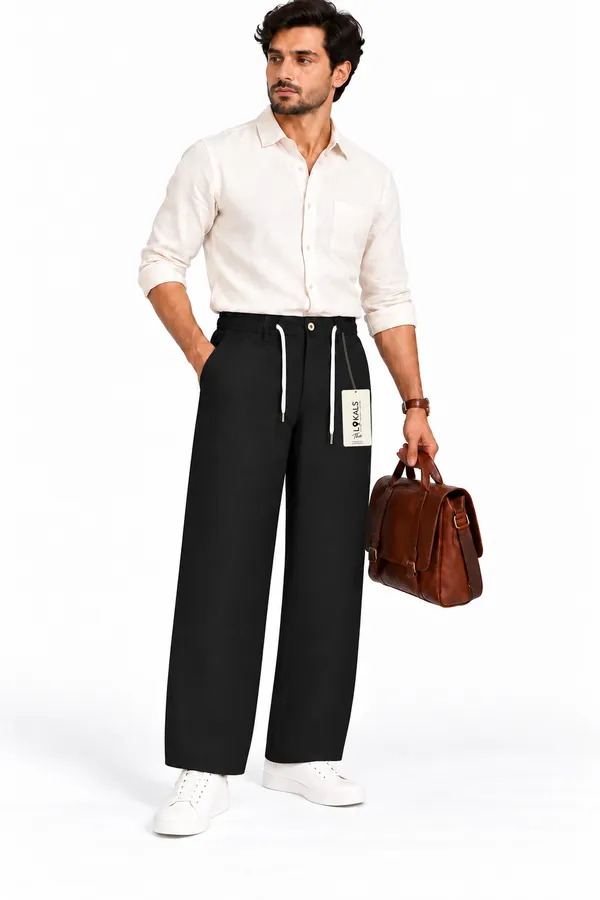 Black_Relaxed_Fit_Casual_Trousers_For_Men