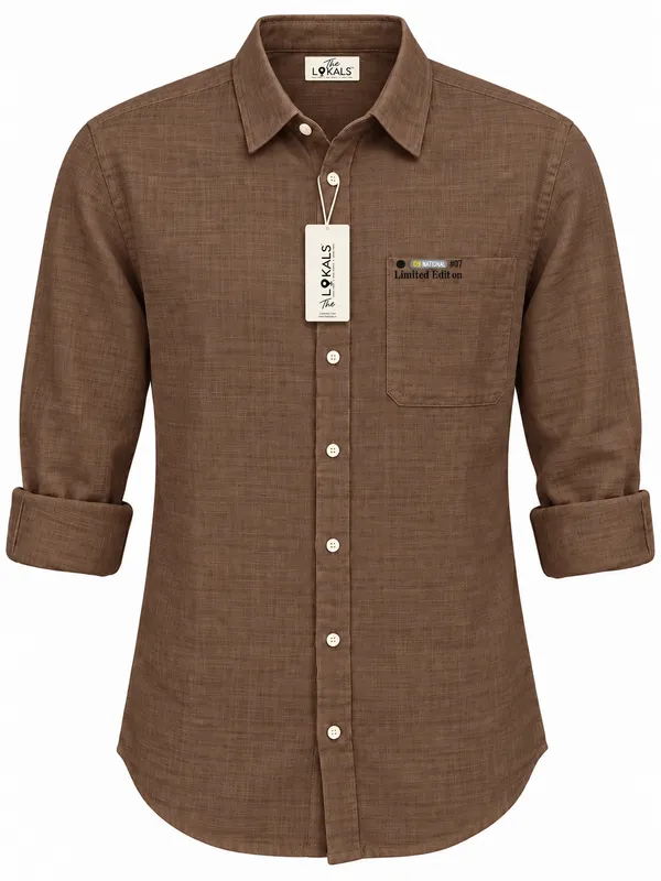 Brown_Textured_Casual_Shirt_For_Men