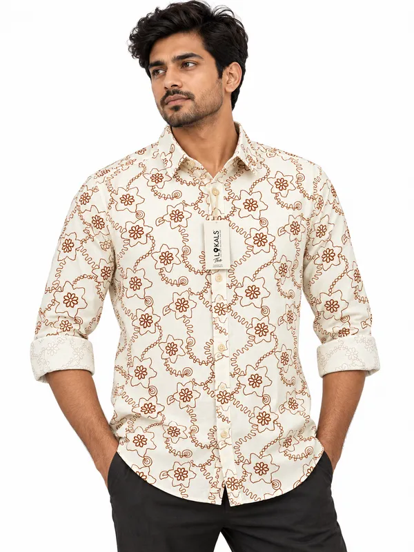 Cream_Printed_Regular_Fit_Shirt_For_Men