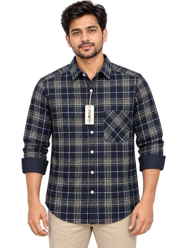 Navy_Plaid_Casual_Shirt_For_Men