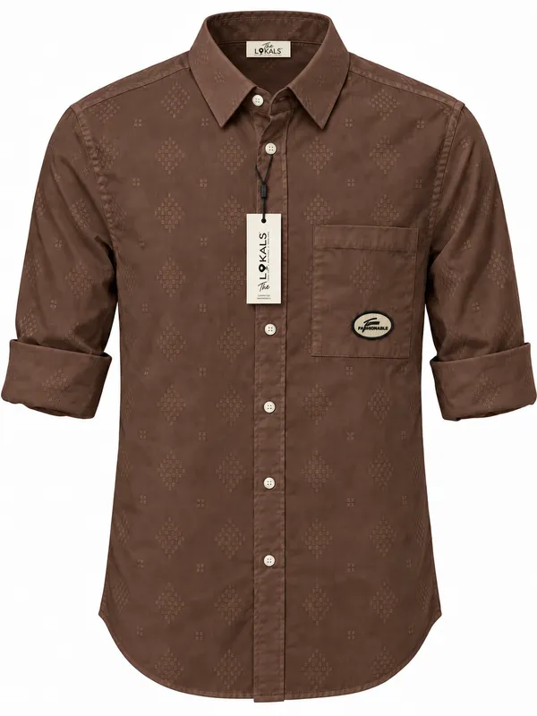 Brown_Patterned_Casual_Shirt_For_Men