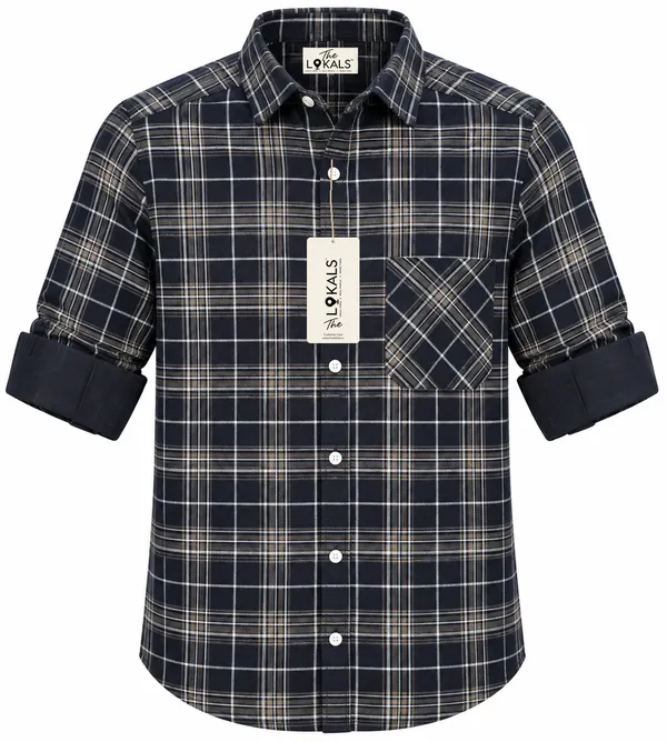 Navy_Plaid_Casual_Shirt_For_Men