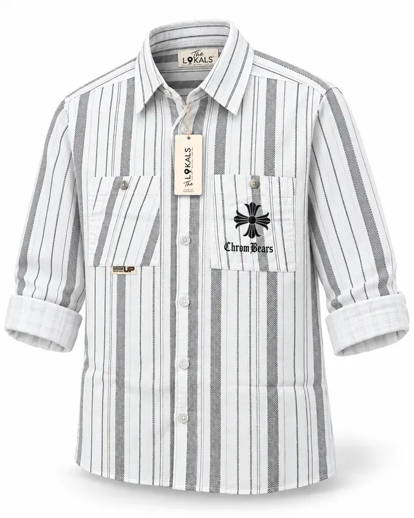 White_Striped_Regular_Fit_Shirt_For_Men