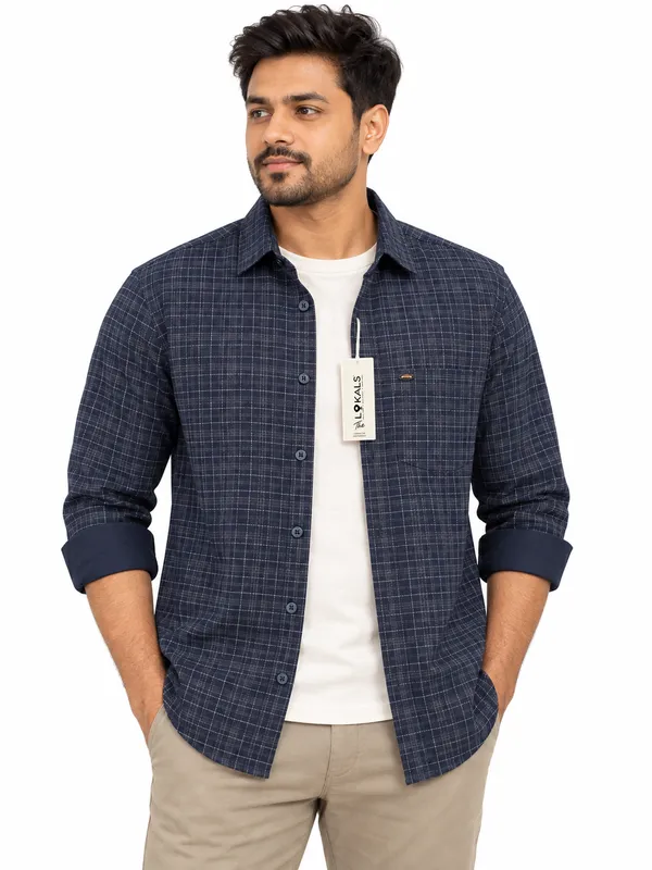 Navy_Checkered_Casual_Shirt_For_Men