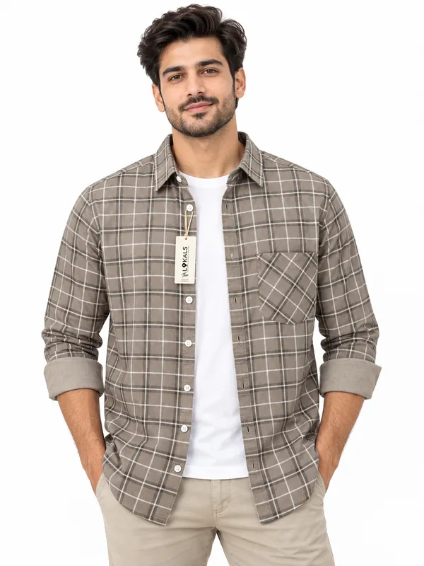 Grey_Checked_Casual_Shirt_For_Men