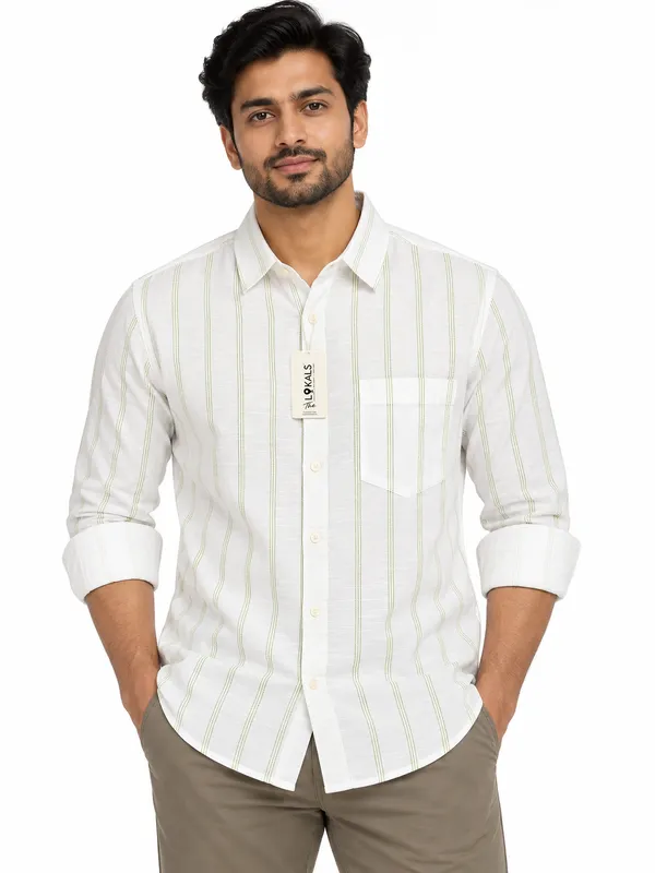 White_Striped_Full_Sleeve_Shirt_For_Men