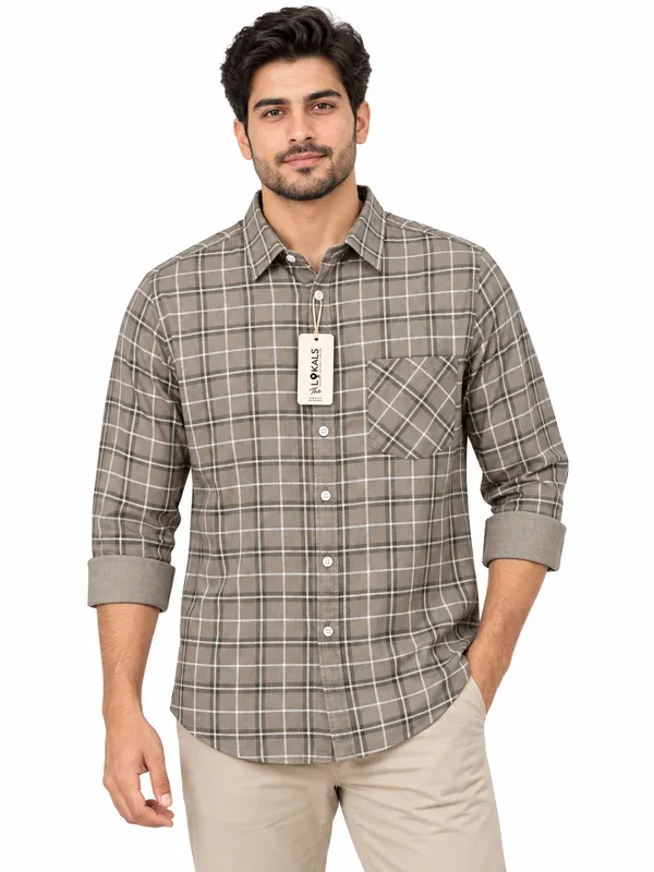 Grey_Checked_Casual_Shirt_For_Men