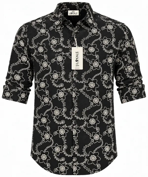 Black_Floral_Print_Shirt_For_Men