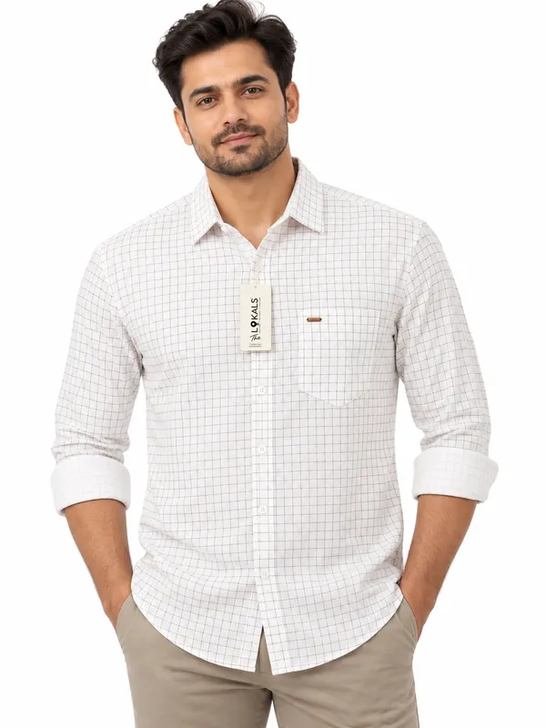 White_Checked_Casual_Shirt_For_Men