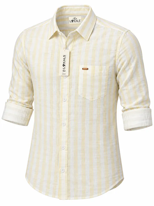 Cream_Striped_Casual_Shirt_For_Men