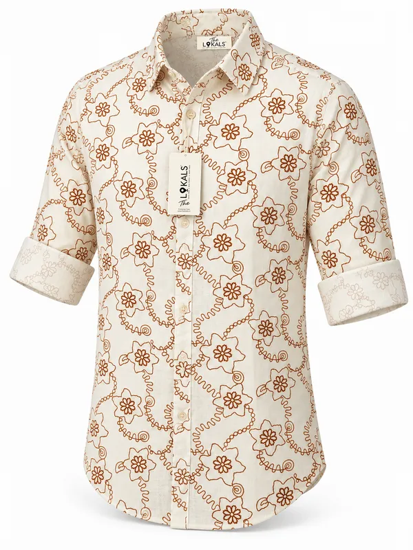 Cream_Printed_Regular_Fit_Shirt_For_Men