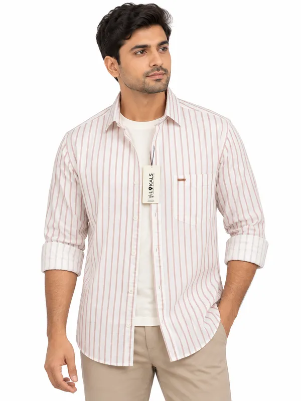 White_Striped_Regular_Fit_Shirt_For_Men