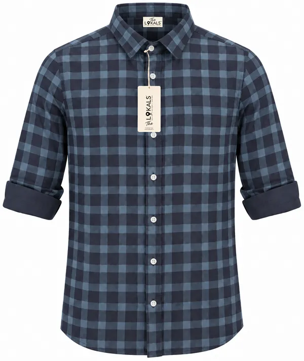 Navy_Blue_Checkered_Full_Sleeve_Shirt_For_Men