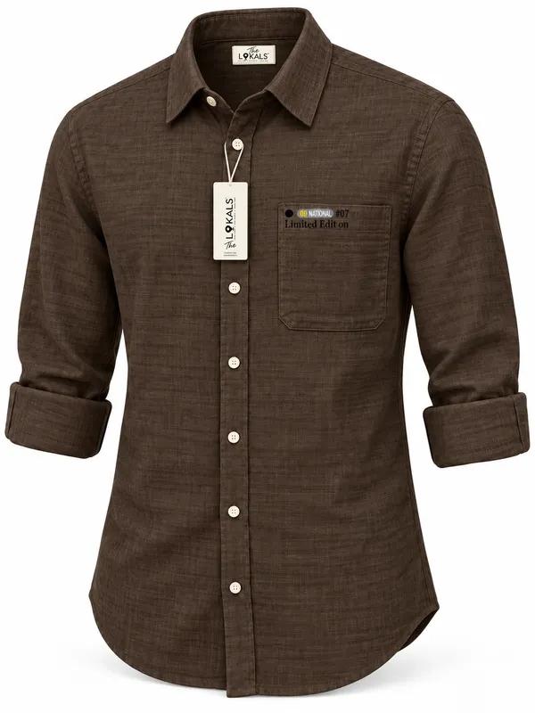 Brown_Textured_Casual_Shirt_For_Men