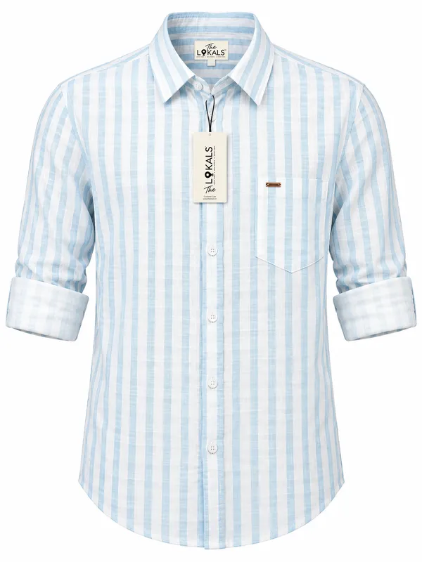 White_Blue_Striped_Casual_Shirt_For_Men