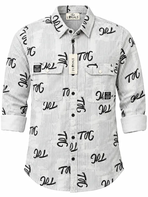 White_Printed_Casual_Shirt_For_Men