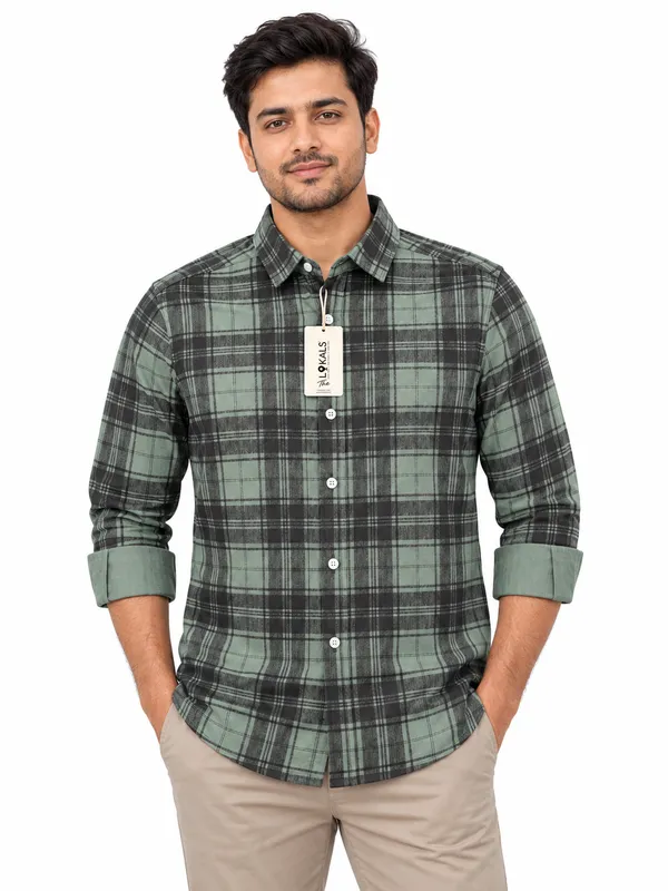 Green_Plaid_Casual_Shirt_For_Men