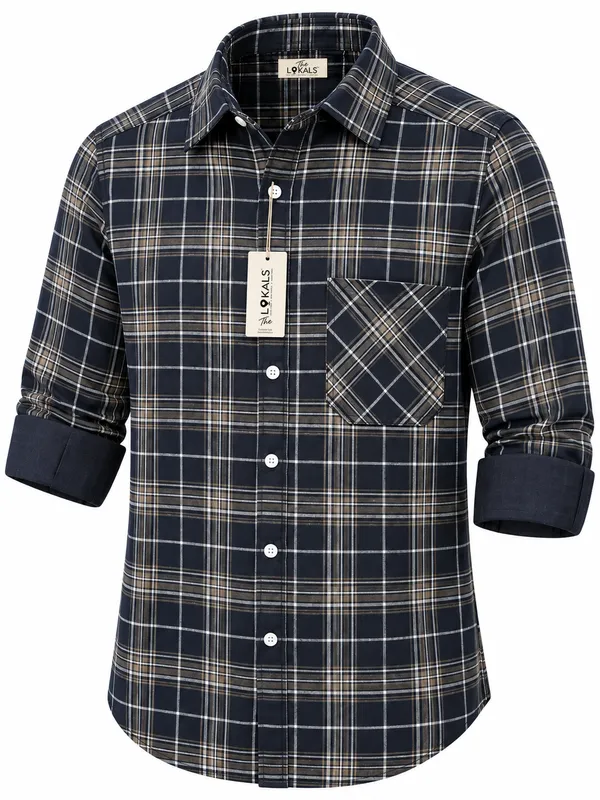 Navy_Plaid_Casual_Shirt_For_Men