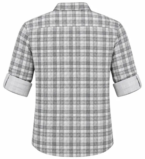 Grey_Plaid_Short_Sleeve_Casual_Shirt_For_Men