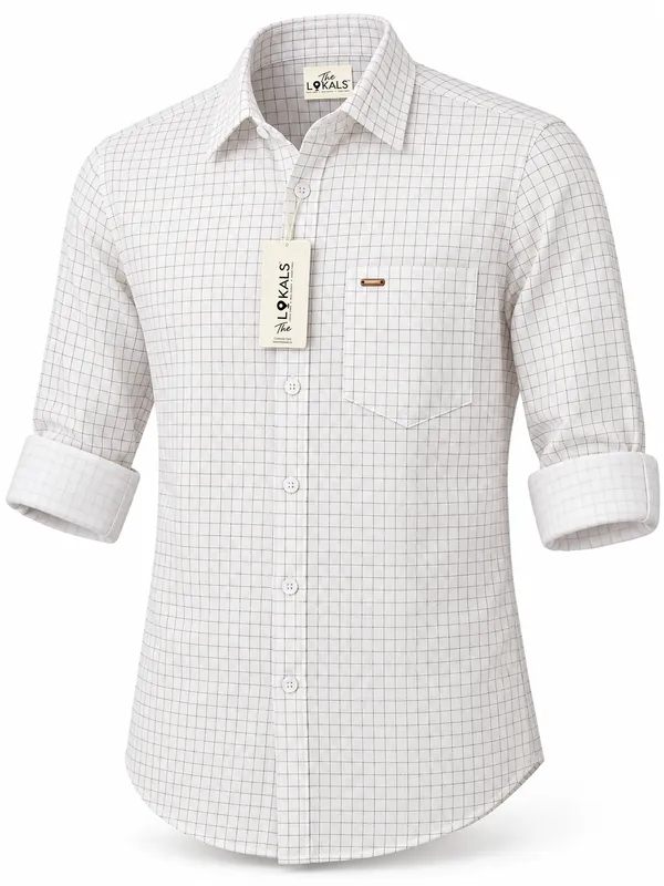 White_Checked_Casual_Shirt_For_Men