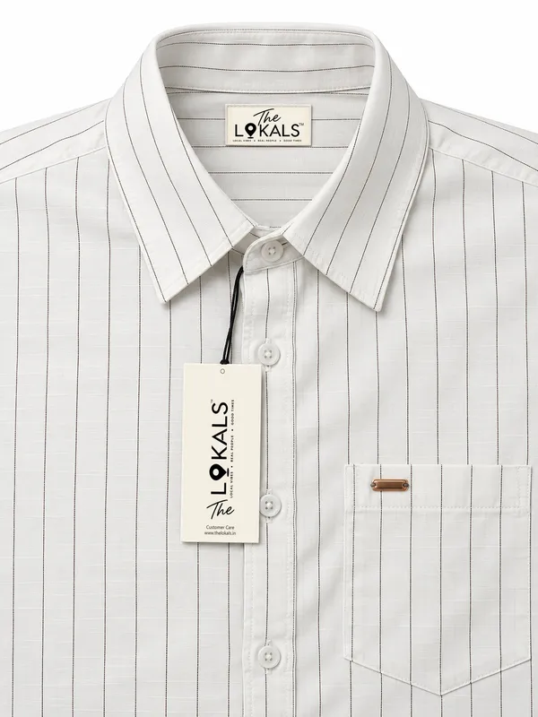 White_Striped_Casual_Fit_Shirt_For_Men