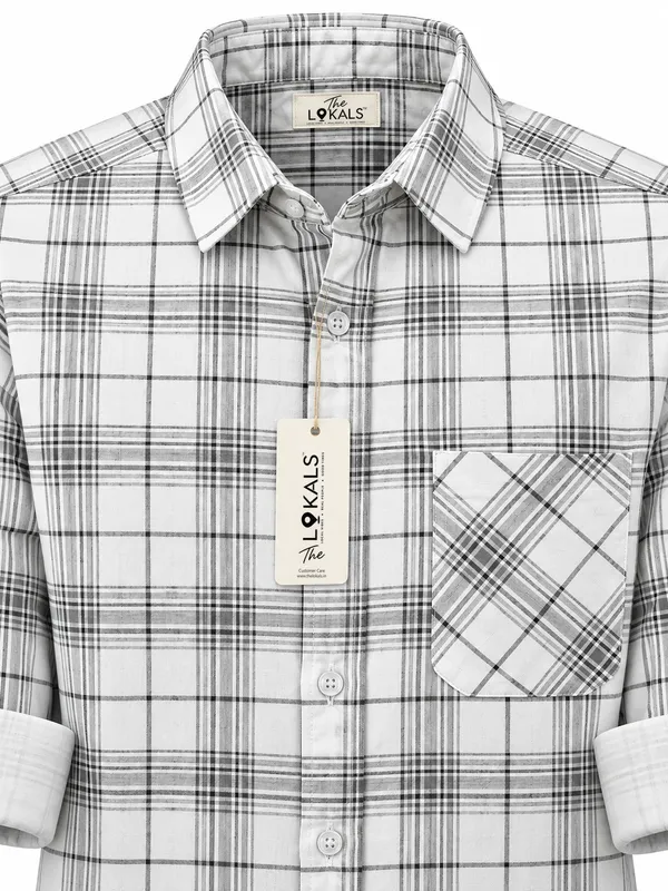 White_Plaid_Casual_Shirt_For_Men