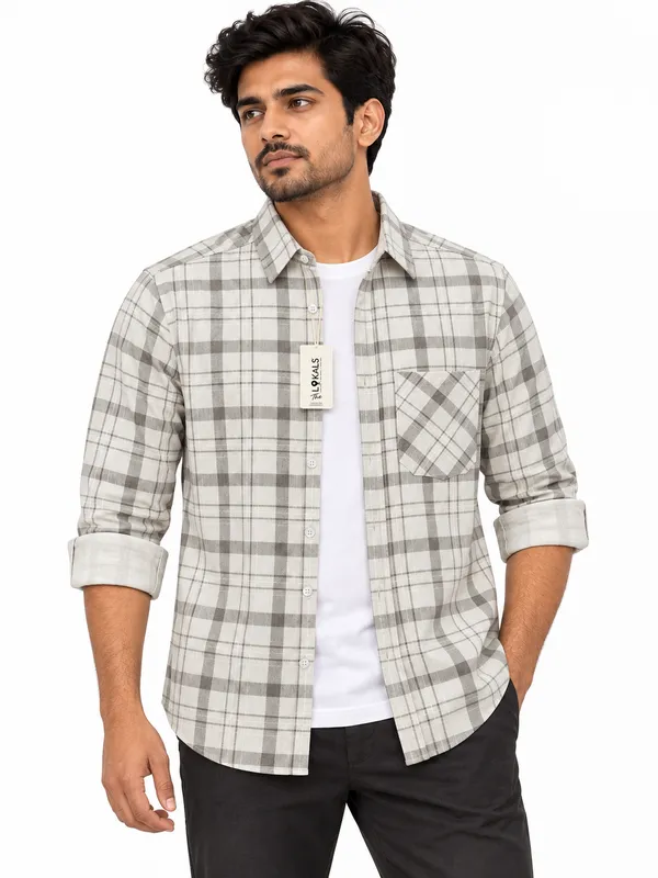 Grey_Checked_Casual_Shirt_For_Men