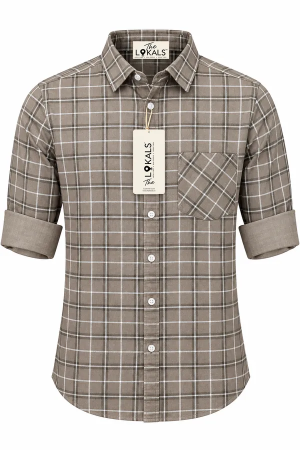 Grey_Checked_Casual_Shirt_For_Men