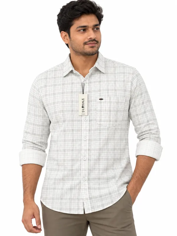 White_Checked_Regular_Fit_Shirt_For_Men