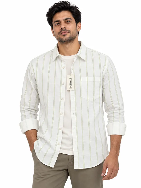 White_Striped_Full_Sleeve_Shirt_For_Men