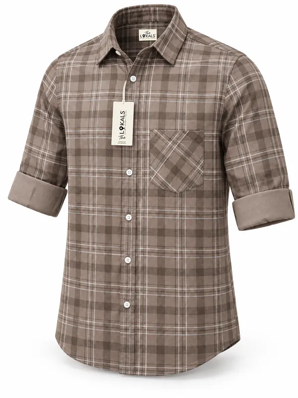 Brown_Plaid_Casual_Shirt_For_Men