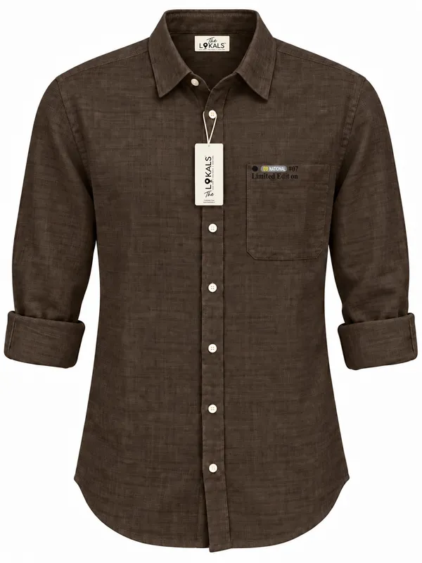 Brown_Textured_Casual_Shirt_For_Men