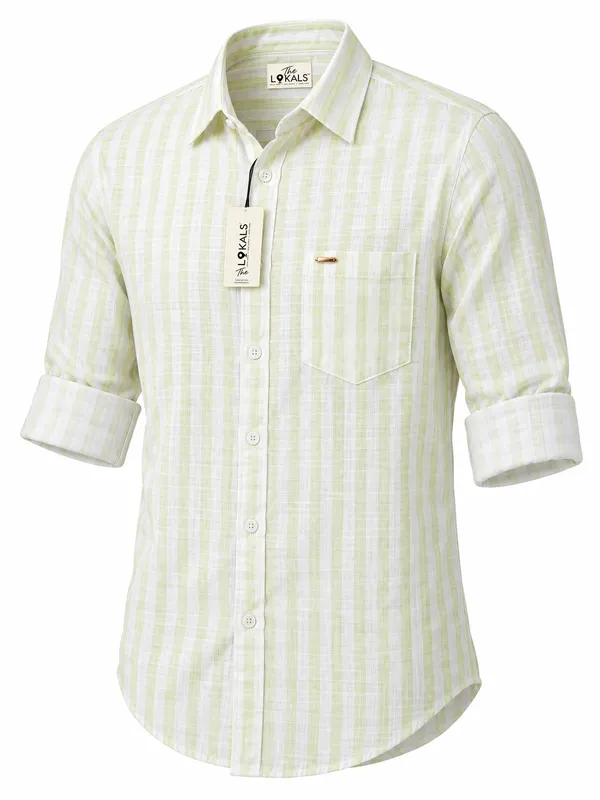 Light_Green_Striped_Regular_Fit_Shirt_For_Men