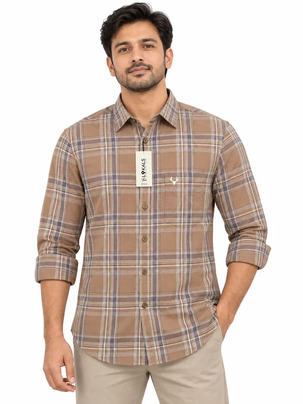 Brown_Plaid_Casual_Shirt_For_Men