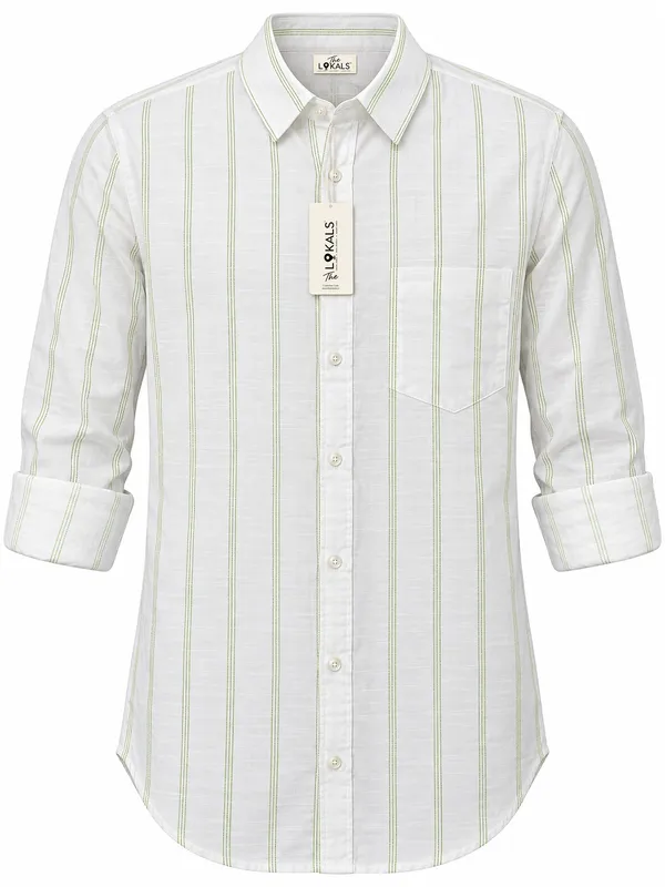 White_Striped_Full_Sleeve_Shirt_For_Men