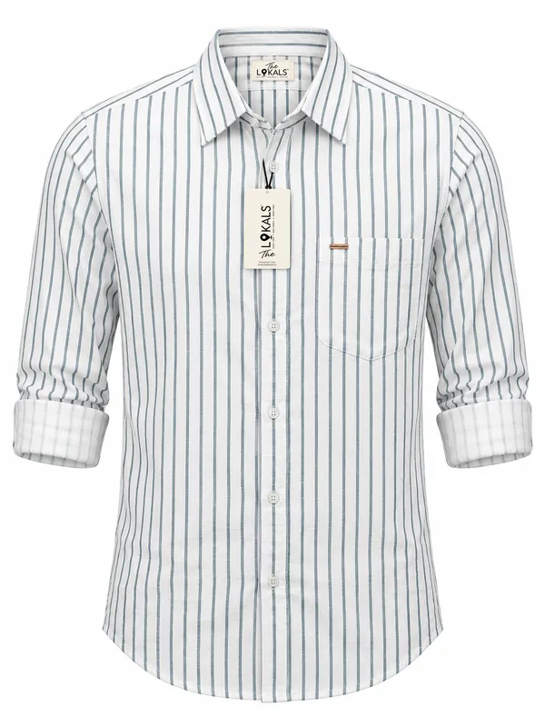 White_Striped_Regular_Fit_Shirt_For_Men