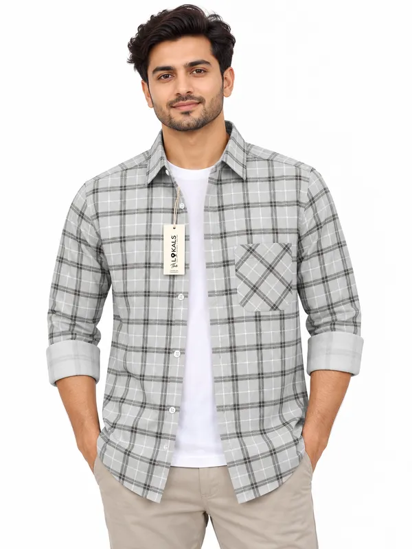 Grey_Checkered_Casual_Shirt_For_Men