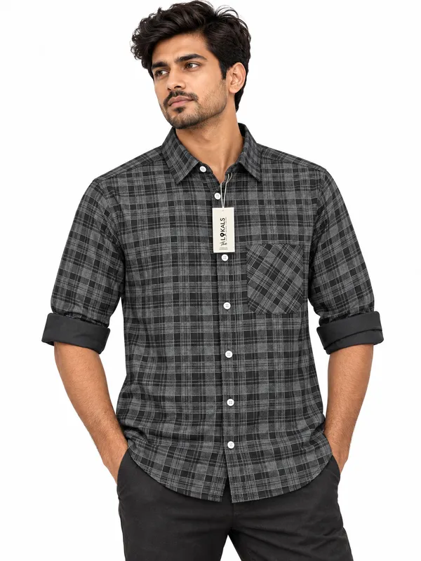 Charcoal_Checkered_Casual_Shirt_For_Men