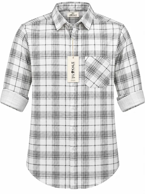 White_Plaid_Casual_Shirt_For_Men