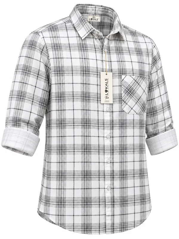 White_Plaid_Casual_Shirt_For_Men
