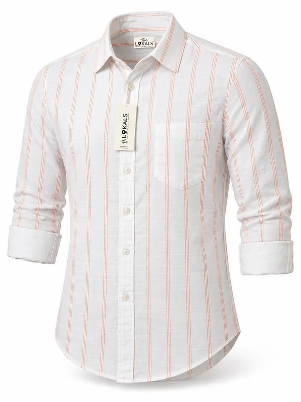 White_Cotton_Linen_Regular_Fit_Striped_Shirt_For_Men