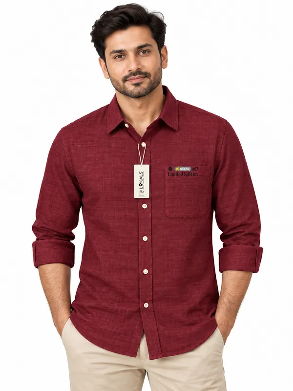 Maroon_Textured_Casual_Shirt_For_Men