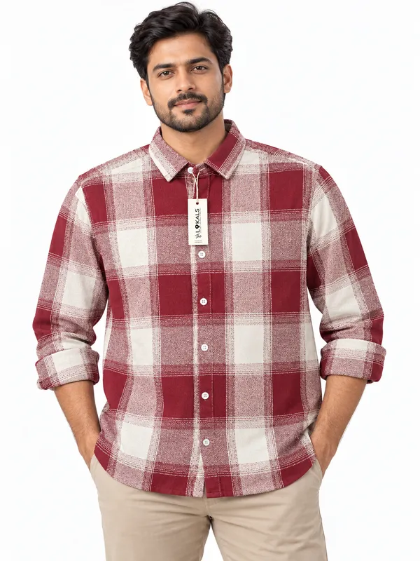 Maroon_Checked_Casual_Shirt_For_Men