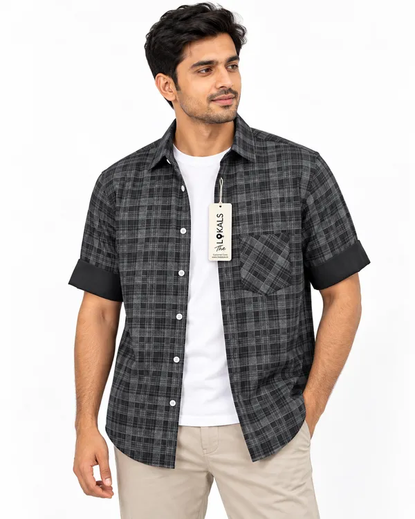 Charcoal_Checkered_Casual_Shirt_For_Men
