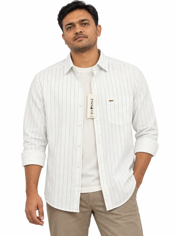 White_Striped_Regular_Fit_Shirt_For_Men
