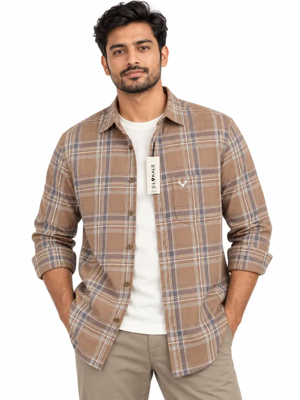 Brown_Plaid_Casual_Shirt_For_Men
