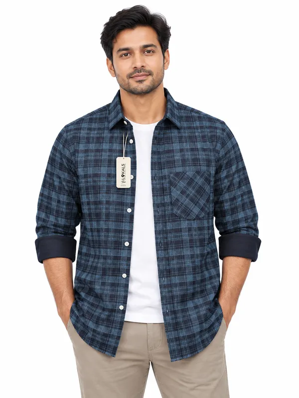 Blue_Plaid_Casual_Shirt_For_Men